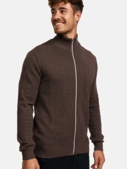 Kronstadt Herren Strickjacke - KSCarlo Zip in braun