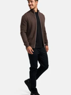 Kronstadt Herren Strickjacke - KSCarlo Zip in braun