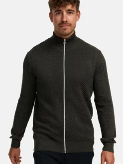 Kronstadt Herren Strickjacke - KSCarlo Zip in khaki