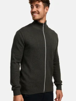 Kronstadt Herren Strickjacke - KSCarlo Zip in khaki