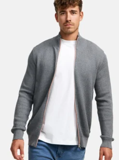Kronstadt Herren Strickjacke - KSErik Zip in hellgrau