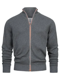 Kronstadt Herren Strickjacke - KSErik Zip in hellgrau