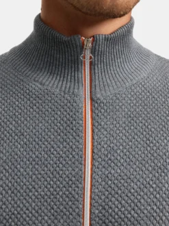 Kronstadt Herren Strickjacke - KSErik Zip in hellgrau