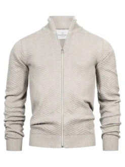 Kronstadt Herren Strickjacke - KSCarlo Zip in beige