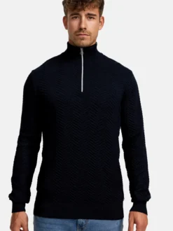 Kronstadt Herren Strickpullover - KSCarlo Half-Zip in blau