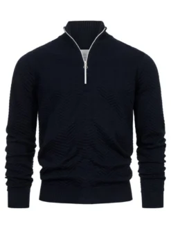 Kronstadt Herren Strickpullover - KSCarlo Half-Zip in blau