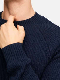 Kronstadt Herren Strickpullover - KSDorsey crew neck knit in blau