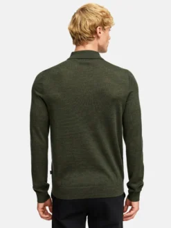 Kronstadt Herren Strickpullover - KSJohannes merino polo knit in khaki mehrfarbig