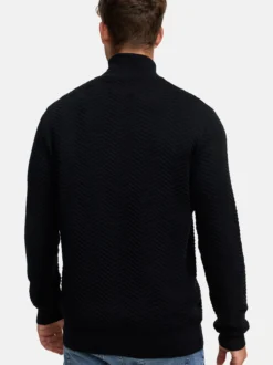 Kronstadt Herren Strickpullover - KSCarlo Half-Zip in schwarz
