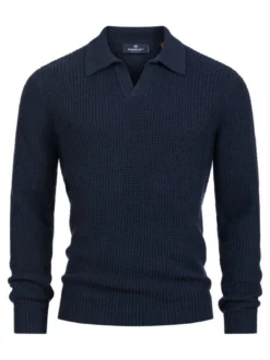 Kronstadt Herren Strickpullover - KSCrombie polo knit in blau