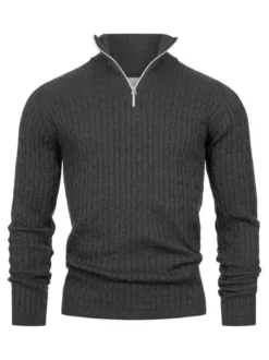 Kronstadt Herren Strickpullover - KSCable Half-Zip in anthrazit