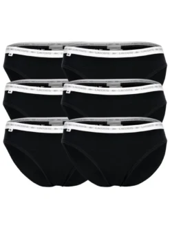 Lacoste Damen Slip 6er Pack in schwarz