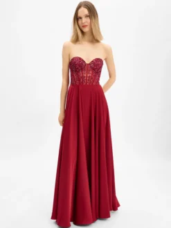 Laona Damen Abendkleid in bordeaux - Ärmel: ohne Arm