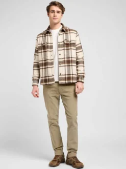 Lee Herren Hemdjacke in beige braun - Ausschnitt: Kent