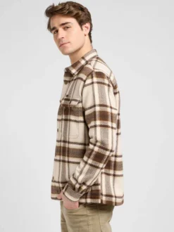 Lee Herren Hemdjacke in beige braun - Ausschnitt: Kent
