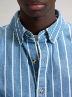 Lee Herren Langarmhemd - Workwear in blau weiß