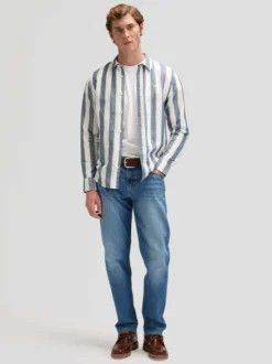 Lee Herren Leinenhemd - Lee in blau - Ausschnitt: Kent