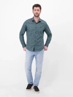 LERROS Herren Langarmhemd in blau
