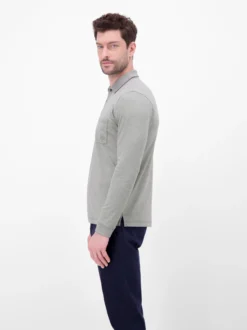 LERROS Herren Langarm-Poloshirt in grau