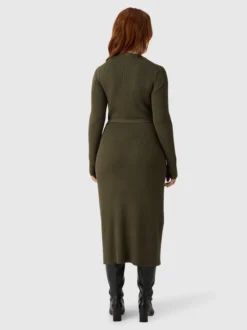 Les Lunes Damen Jerseykleid in grün - Länge: midi
