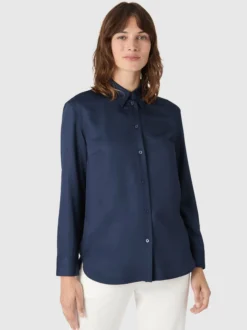 Les Lunes Damen Langbluse in blau - Ärmel: langarm