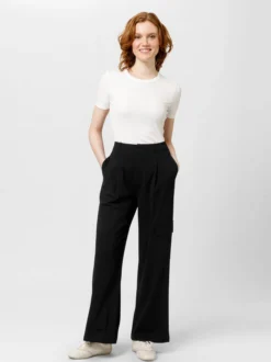 Les Lunes Damen lange Cargohose in schwarz