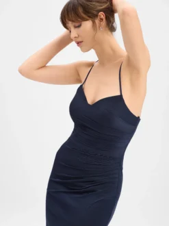 Luxuar Fashion Damen Abendkleid in marine - Länge: lang