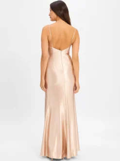 Luxuar Fashion Damen Abendkleid in beige gold
