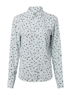 Marc O'Polo Damen Hemdbluse in hellblau schwarz