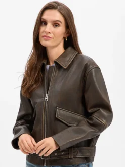 Marc O'Polo Damen Lederjacke in schoko