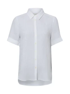 Marc O'Polo Damen Leinenbluse in weiß - Ärmel: kurzarm