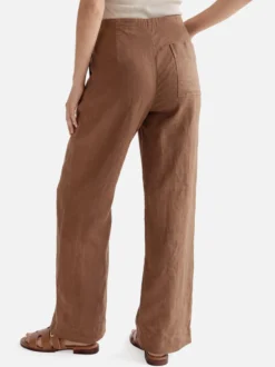 Marc O'Polo Damen Leinenhose in braun - Länge: lang
