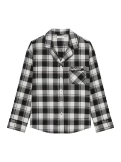 Marc O'Polo Damen Pyjamaoberteil - Cozy Flanell in schwarz