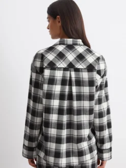 Marc O'Polo Damen Pyjamaoberteil - Cozy Flanell in schwarz