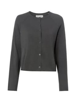Marc O'Polo Damen Strickjacke mit Leinen in anthrazit