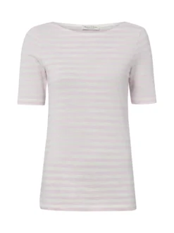Marc O'Polo Damen T-Shirt in rosa weiß - Ärmel: kurzarm