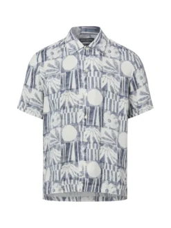 Marc O'Polo Herren Leinenhemd in marine ecru