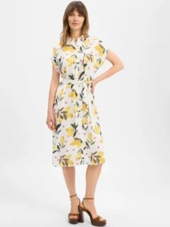 Marie Lund Collection Damen Blusenkleid in ecru gelb