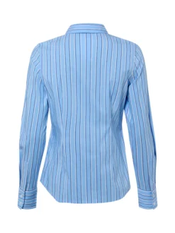 Marie Lund Damen Bluse in blau weiß - Ärmel: langarm