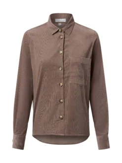 Marie Lund Damen Cordbluse in grau - Ausschnitt: Kent