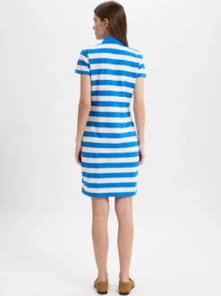 Marie Lund Damen Kleid in blau weiß - Ärmel: kurzarm