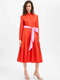 Marie Lund Damen Kleid in rot - Ärmel: langarm