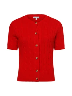 Marie Lund Damen Kurzarm-Strickjacke in rot