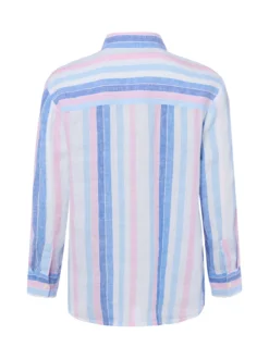 Marie Lund Damen Leinenbluse in blau - Ärmel: langarm