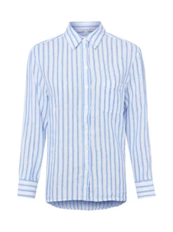 Marie Lund Damen Leinenbluse in weiß blau