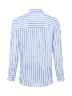 Marie Lund Damen Leinenbluse in weiß blau