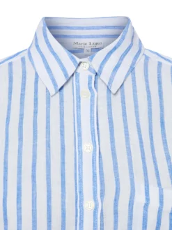 Marie Lund Damen Leinenbluse in weiß blau