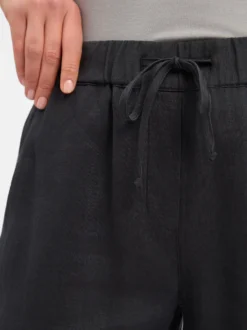 Marie Lund Damen Leinenhose in schwarz - Länge: verkürzt