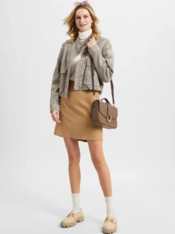 Marie Lund Damen Minirock in camel - Länge: kurz