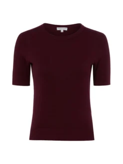 Marie Lund Damen Pullover in bordeaux - Ärmel: kurzarm